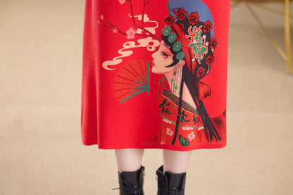 Women's Turtleneck Sweater Long Sleeve Red Dress