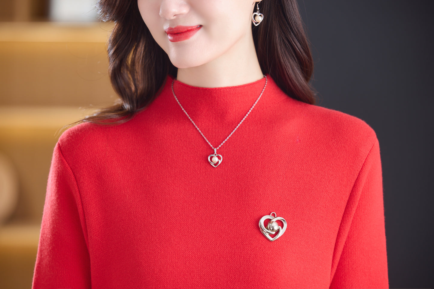 Women's Turtleneck Sweater Long Sleeve Red Dress