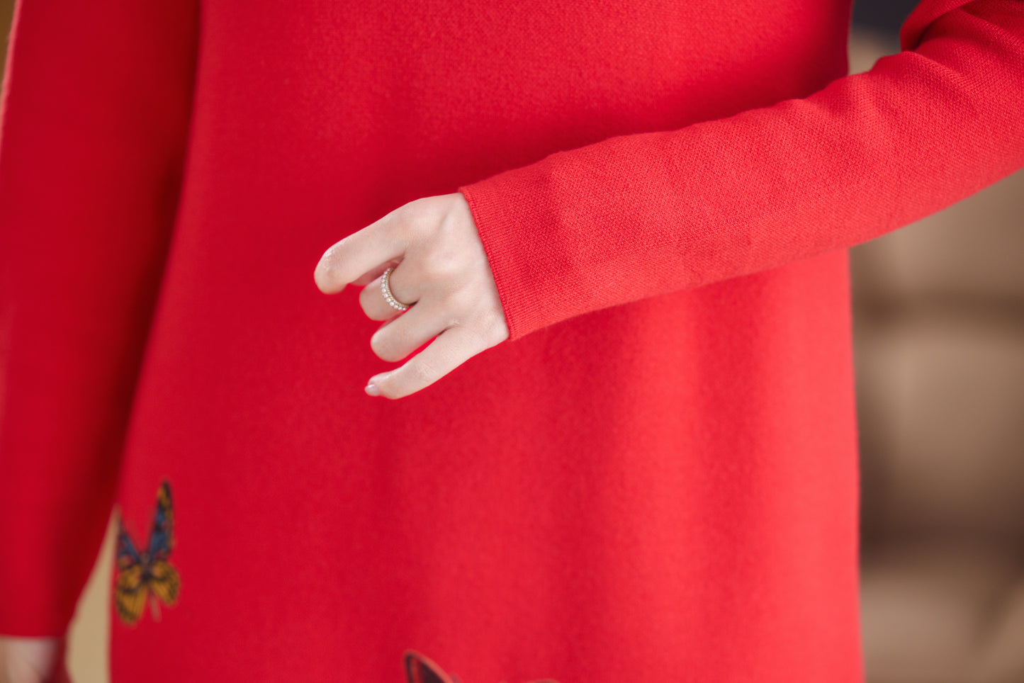 Women's Turtleneck Sweater Long Sleeve Red Dress