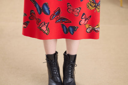 Women's Turtleneck Sweater Long Sleeve Red Dress