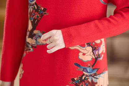 Women's Turtleneck Sweater Long Sleeve Red Dress