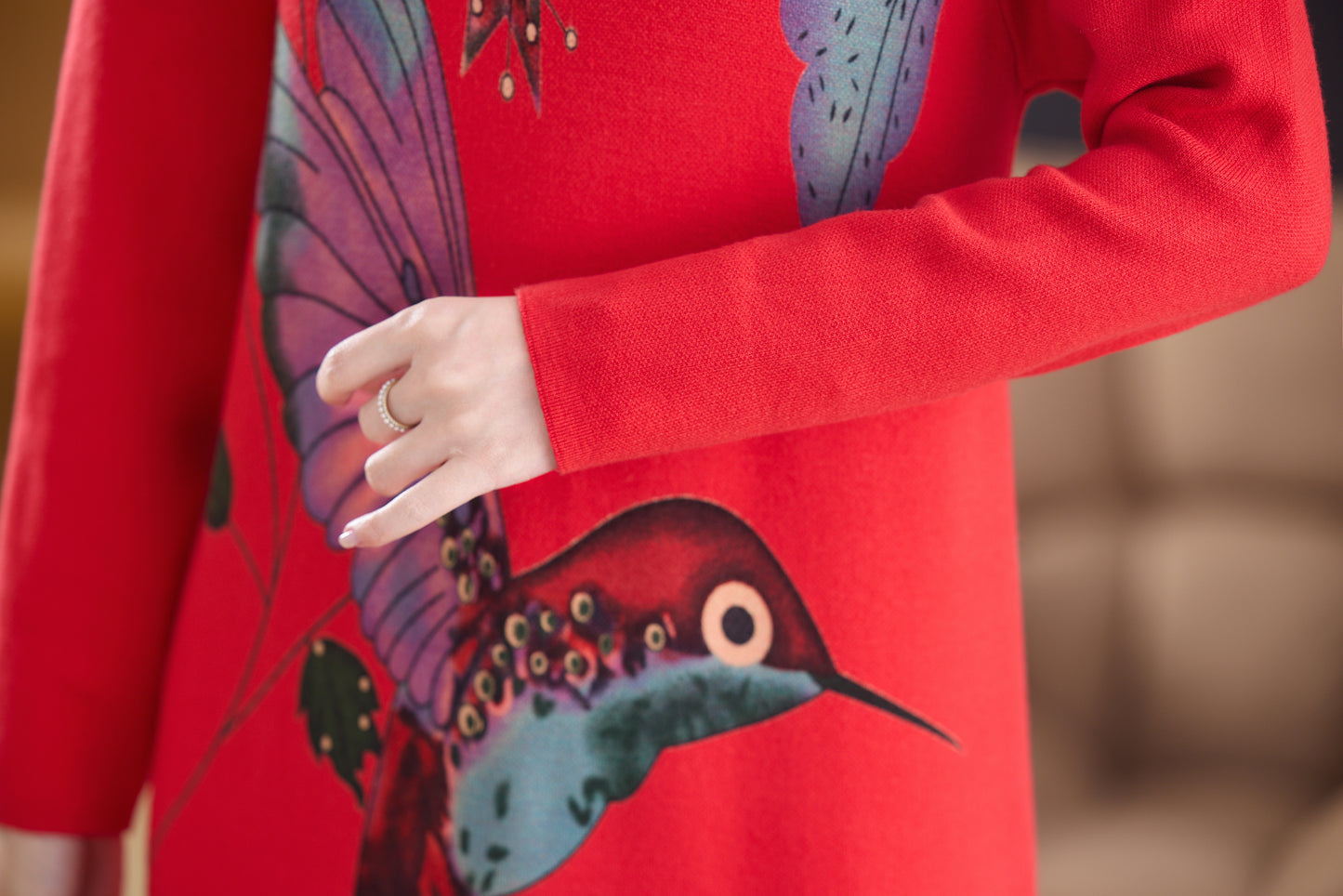 Women's Turtleneck Sweater Long Sleeve Red Dress