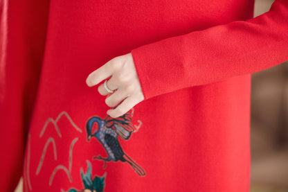 Women's Turtleneck Sweater Long Sleeve Red Dress