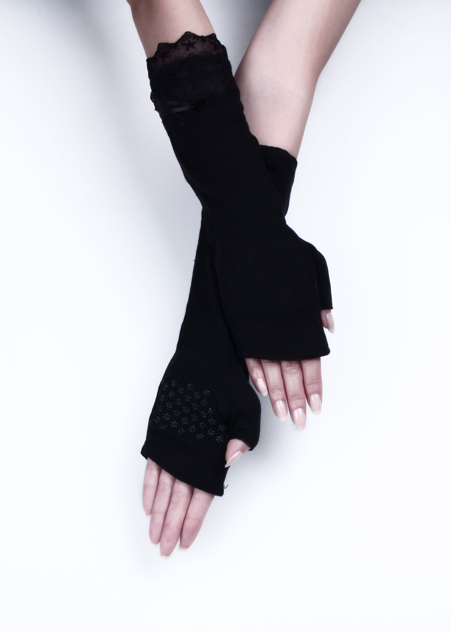 Women's Short Lace Gloves Fingerless Sunscreen Gloves