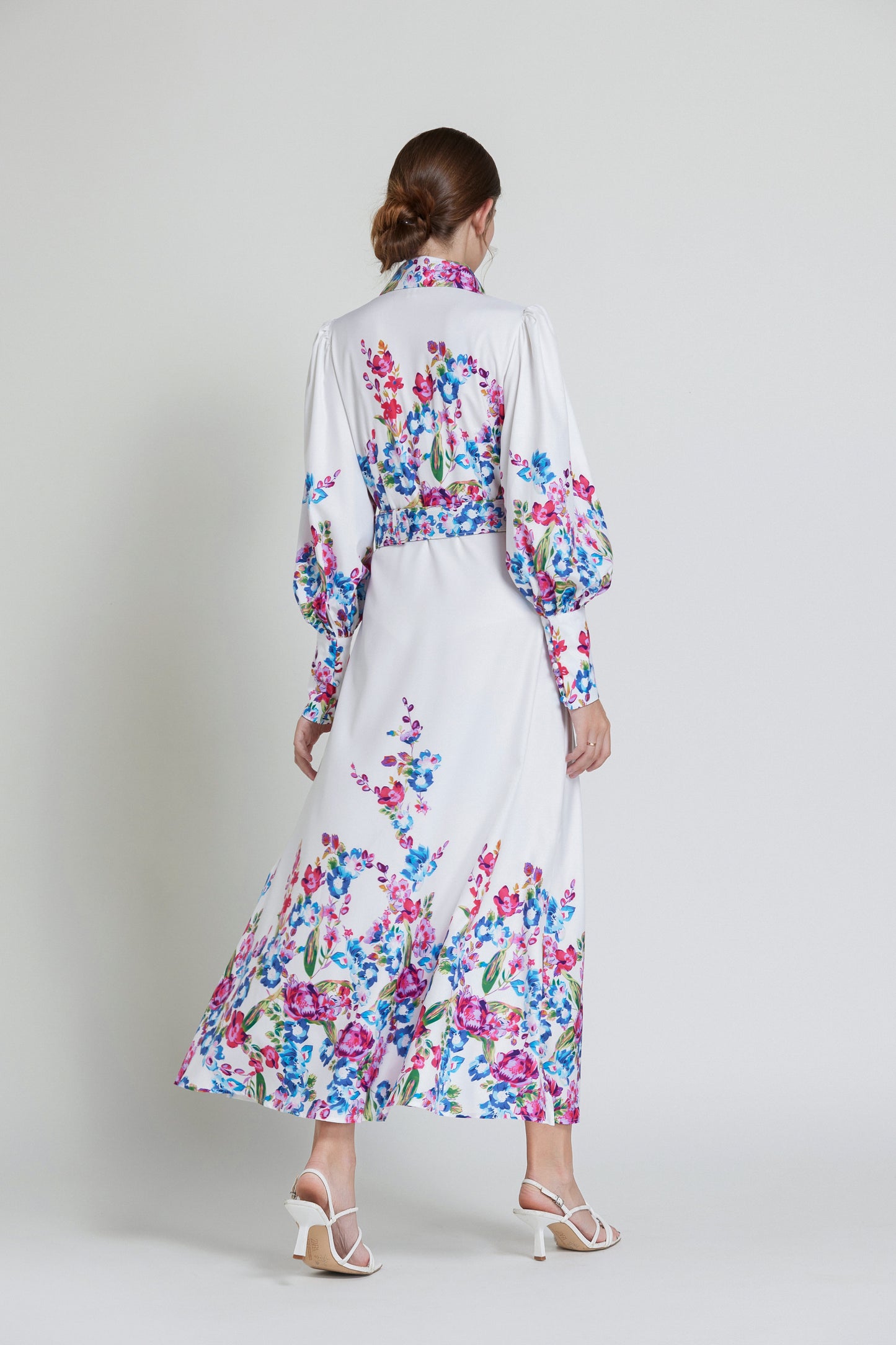 Floral Print Belt Maxi Dress