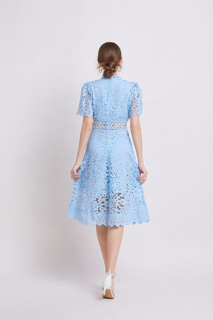 Women's Elegant Lace Hollow Midi Dress