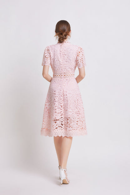 Women's Elegant Lace Hollow Midi Dress