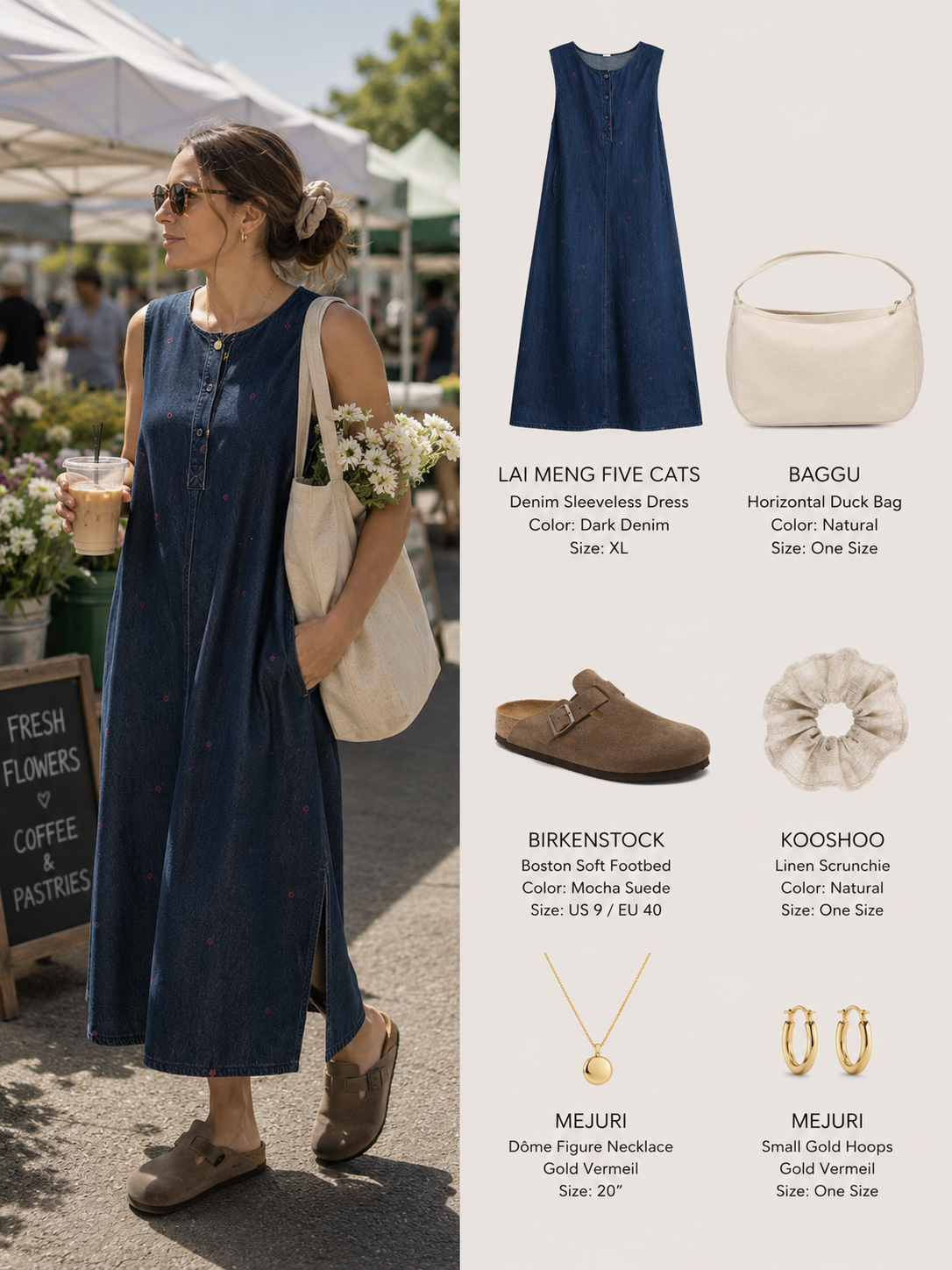 Sleeveless Denim Loose Lightweight Jean Midi Dress with Pockets