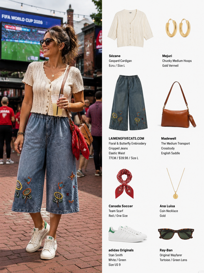 Toronto Distillery Festival Cropped Embroidered Jeans Outfit - LAI MENG FIVE CATS