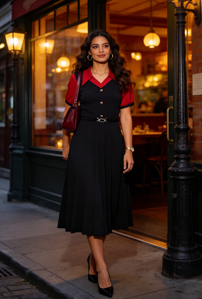 Elegant Colorblock Summer Midi Dress - LAI MENG FIVE CATS