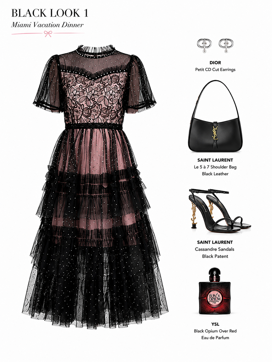 Black Sheer Sleeves Lace Glitter Tulle Dress