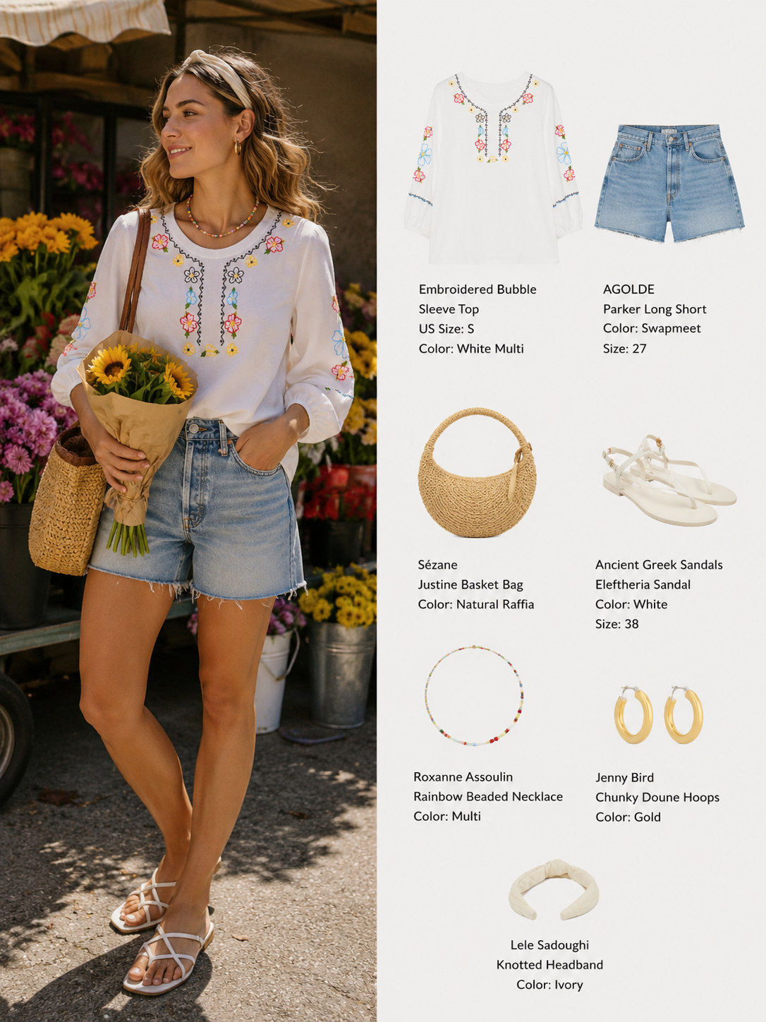 Lightweight Chic Floral Embroidered 3/4 Sleeve Summer Blouse