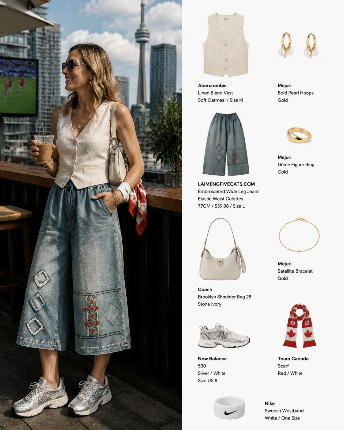 Embroidered Cropped Wide-Leg Jeans – Toronto Rooftop Chic - LAI MENG FIVE CATS