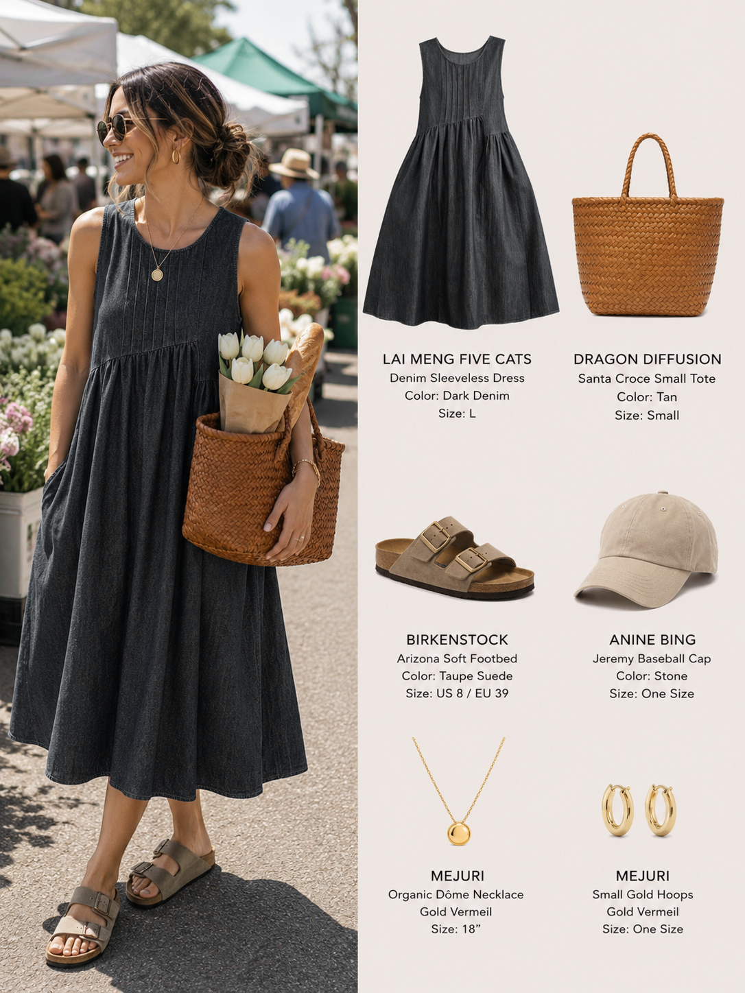 Casual Sleeveless Denim Loose Vest Midi Dress with Pockets