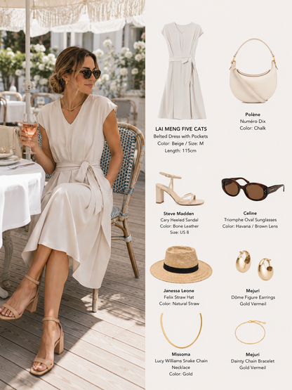 Relaxed Belted Midi Dress with Pockets