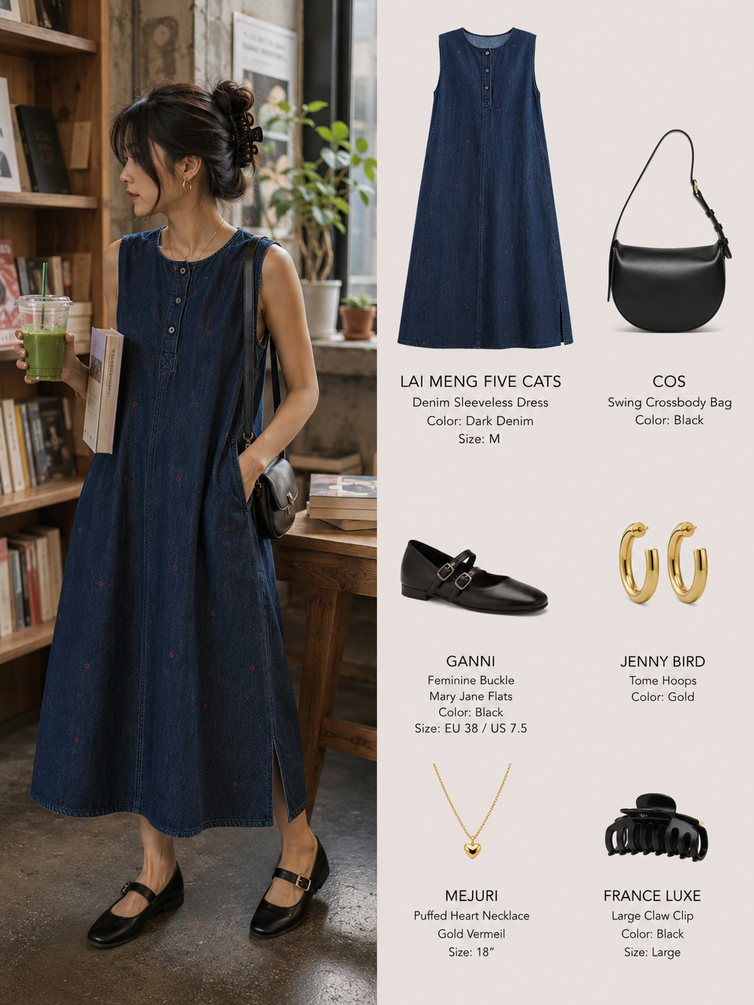 Sleeveless Denim Loose Lightweight Jean Midi Dress with Pockets