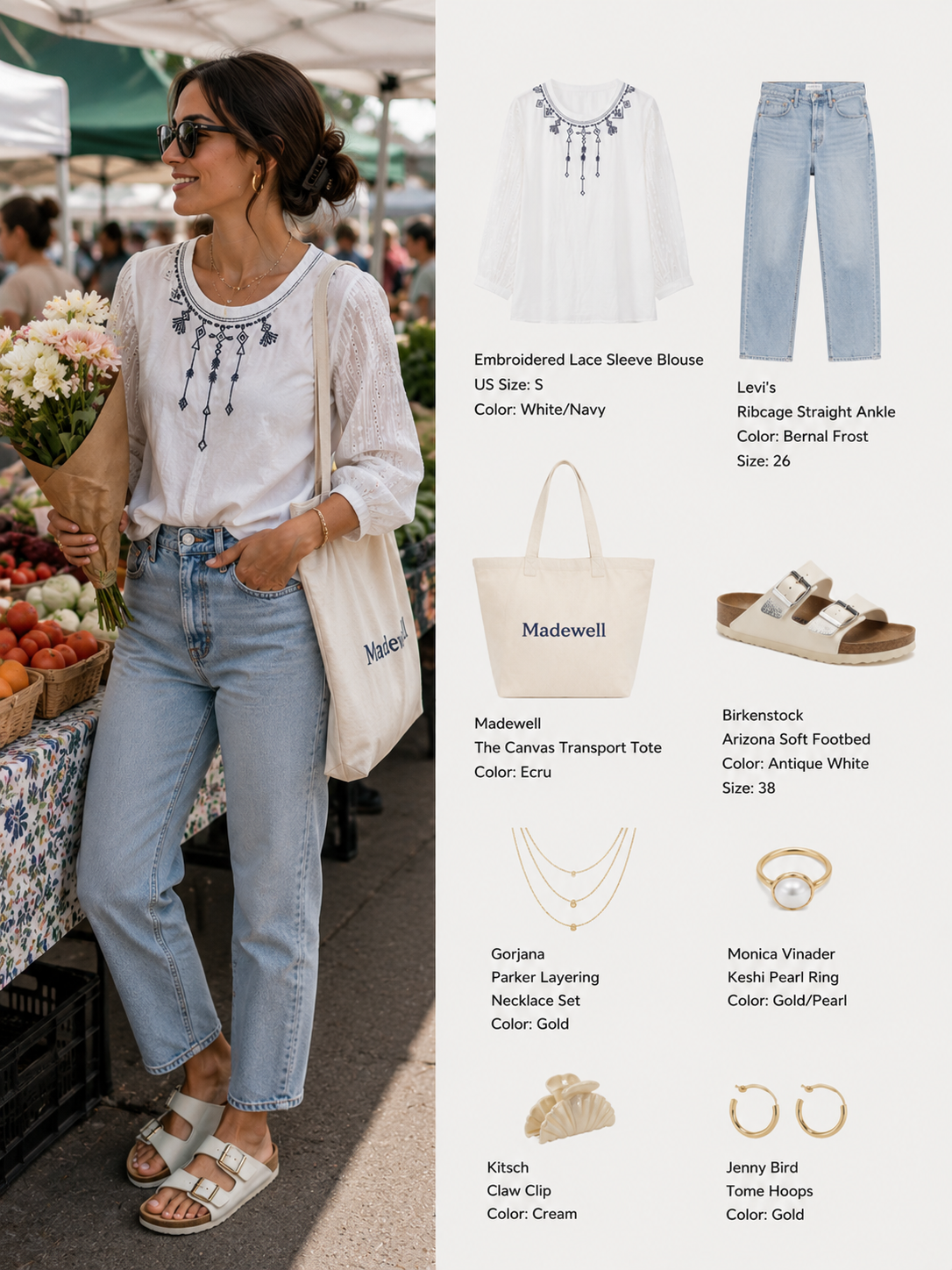 Embroidered Sheer Sleeve Blouse – Elegant 3/4 Sleeve Loose Fit Top
