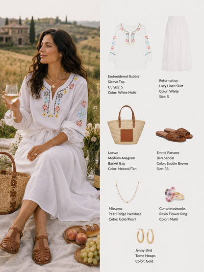 Lightweight Chic Floral Embroidered 3/4 Sleeve Summer Blouse