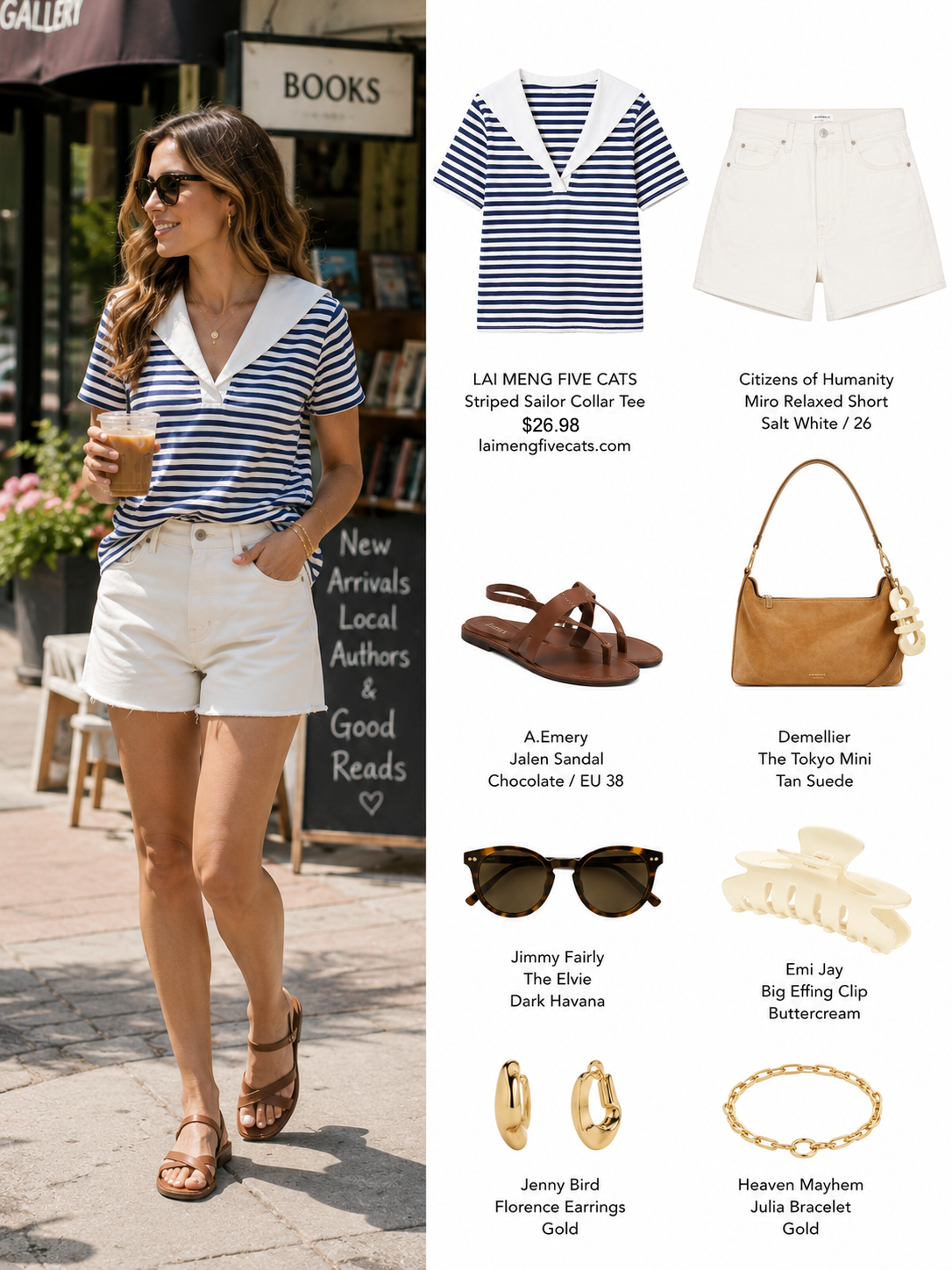 Striped Sailor Collar Tee – Navy & White