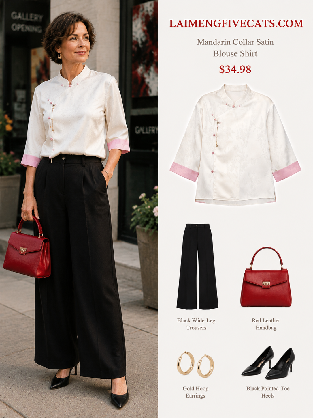 Women's Satin Tops Button Jacquard Blouse