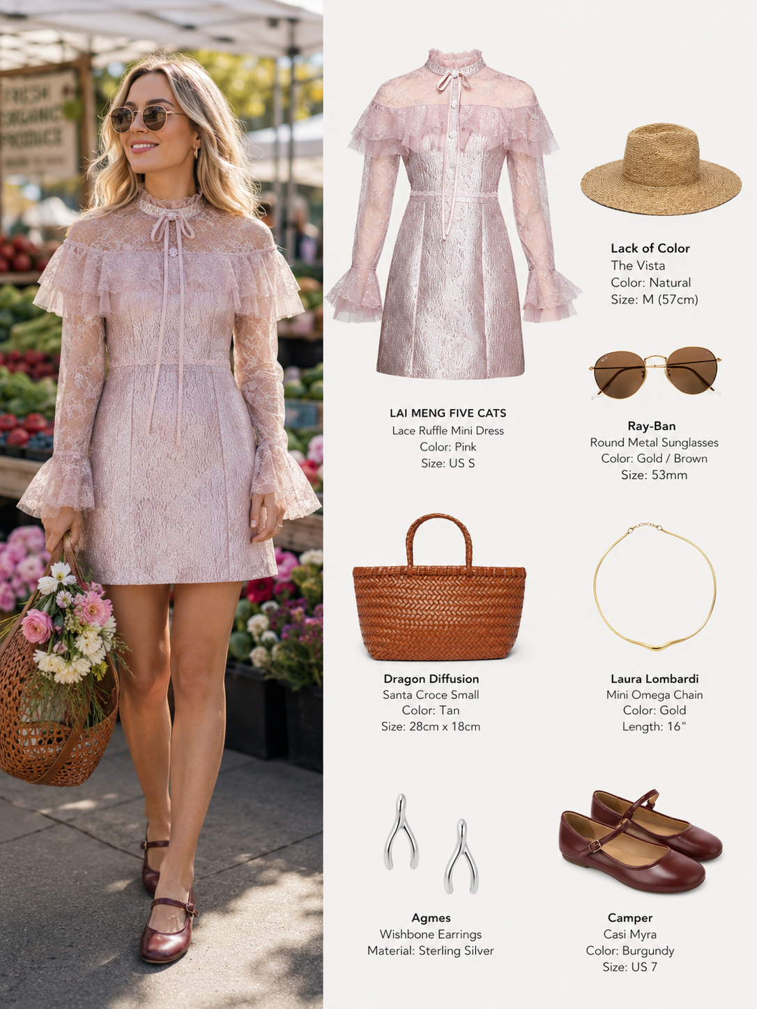 Pink Lace Ruffle Tie-Neck Mini Dress - LAI MENG FIVE CATS