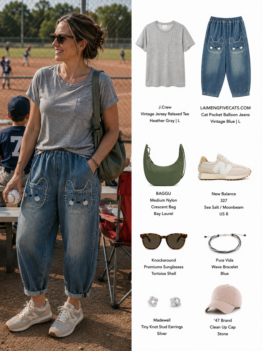 Women's Baggy Jeans Pattern Elastic Waist Pants - LAI MENG FIVE CATS