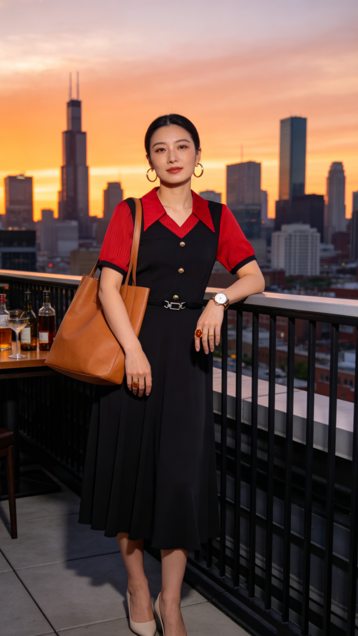 Elegant Colorblock Summer Midi Dress - LAI MENG FIVE CATS