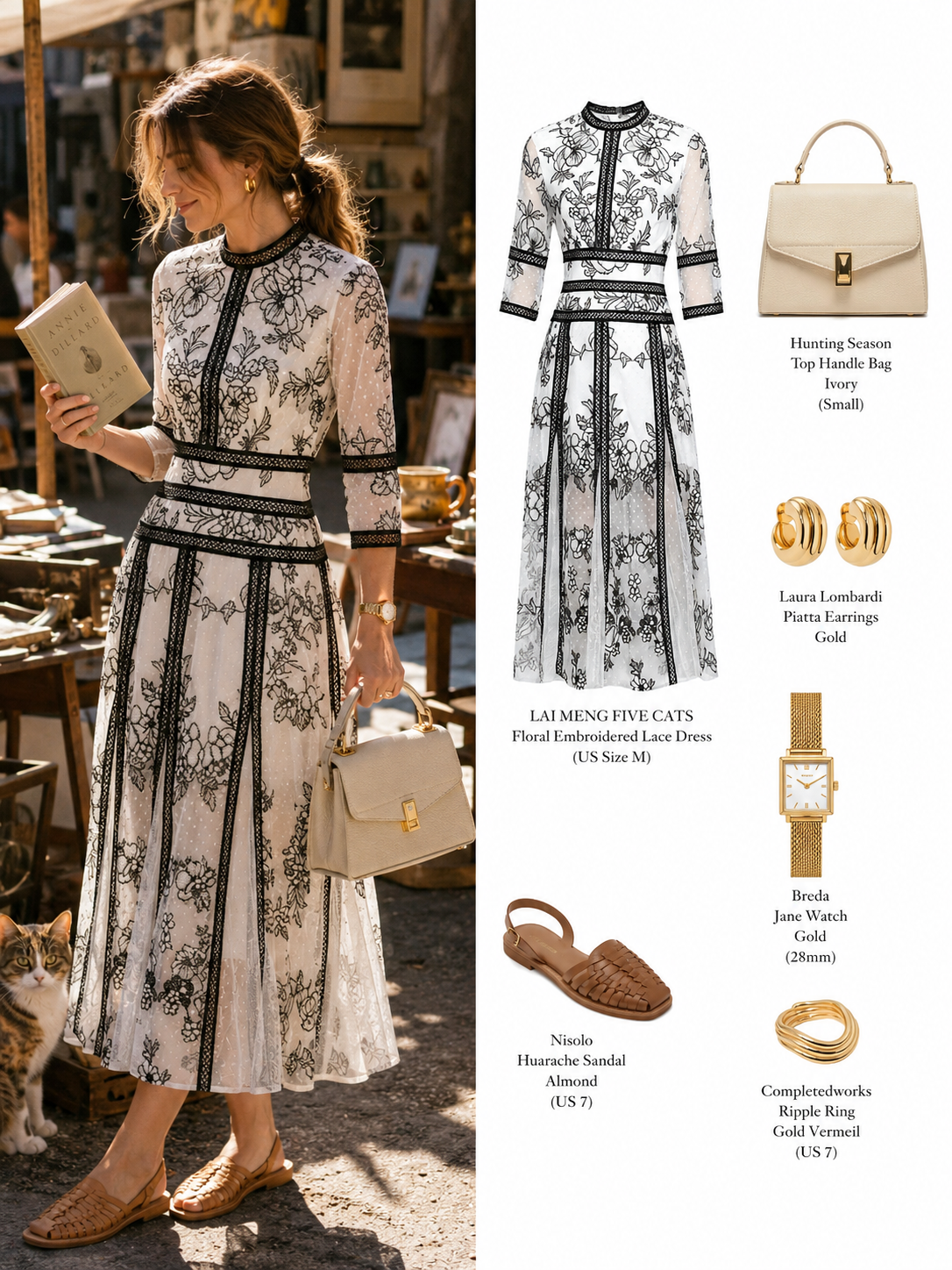 Elegant Embroidered Mesh Midi Dress – Black & White - LAI MENG FIVE CATS