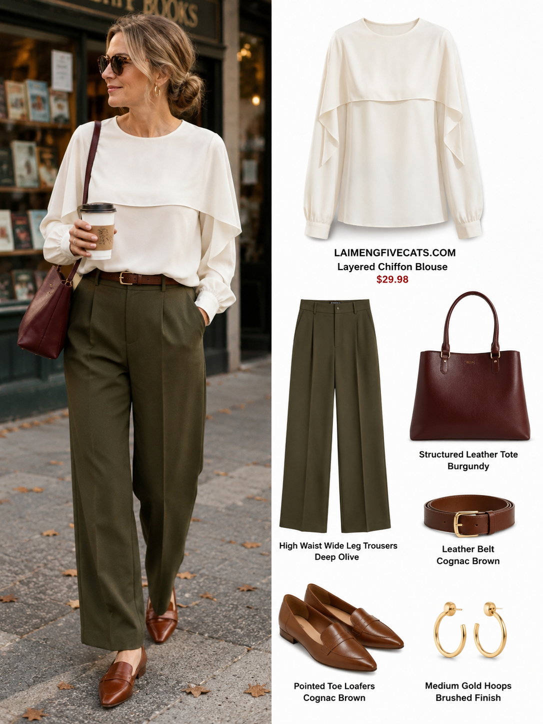 Ivory Layered Chiffon Blouse – Elegant Early Fall Top