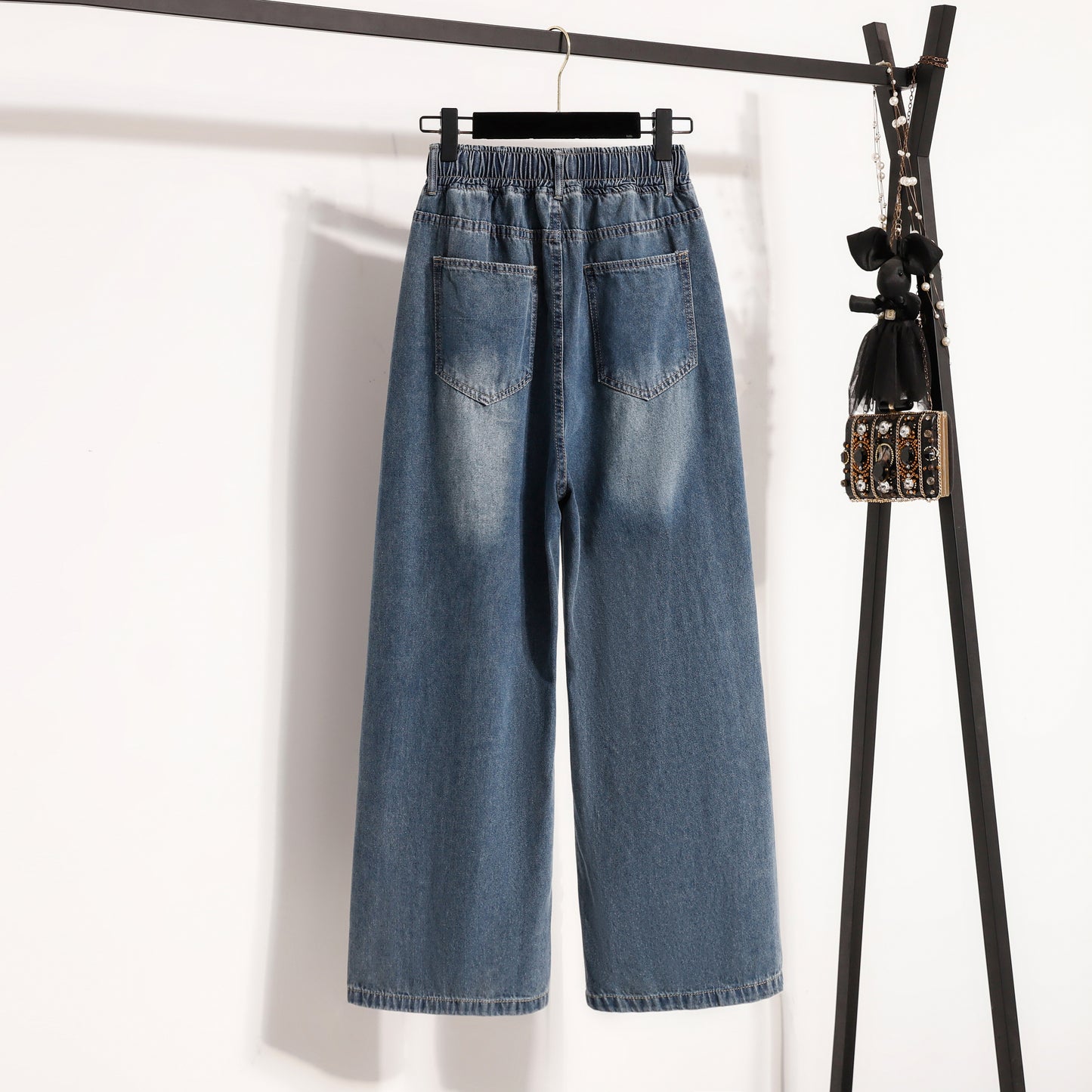 Women's 2026 Jeans Elastic Waist Wide Leg Denim