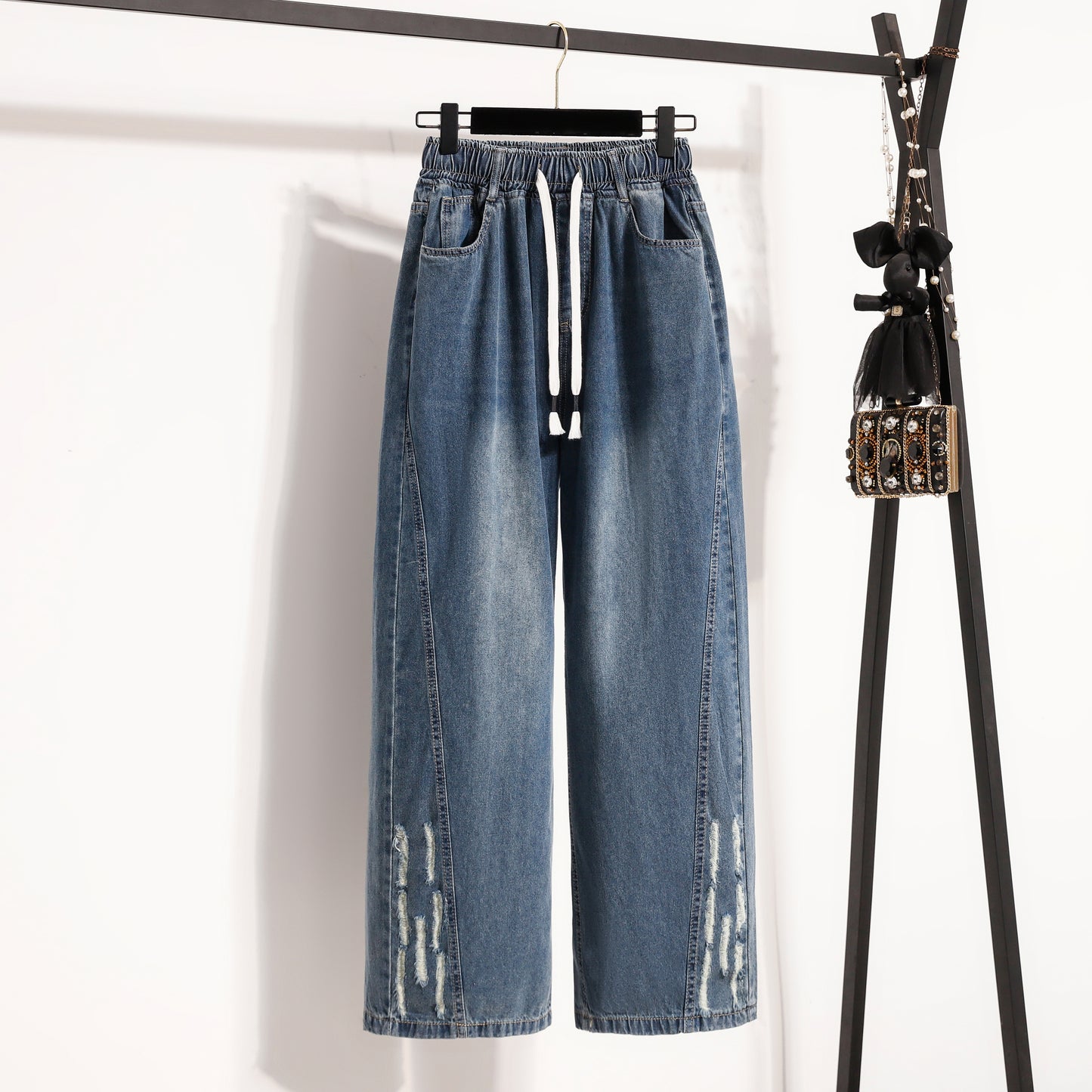 Women's 2026 Jeans Elastic Waist Wide Leg Denim