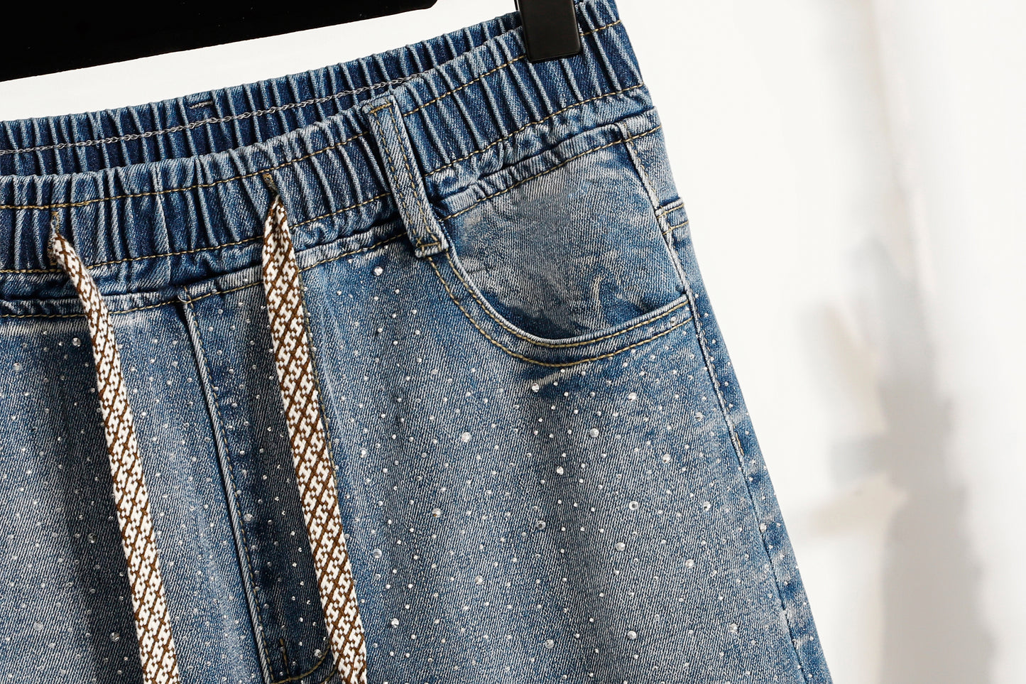 26-Women's Jeans Elastic Waist Baggy Wide Leg Denim