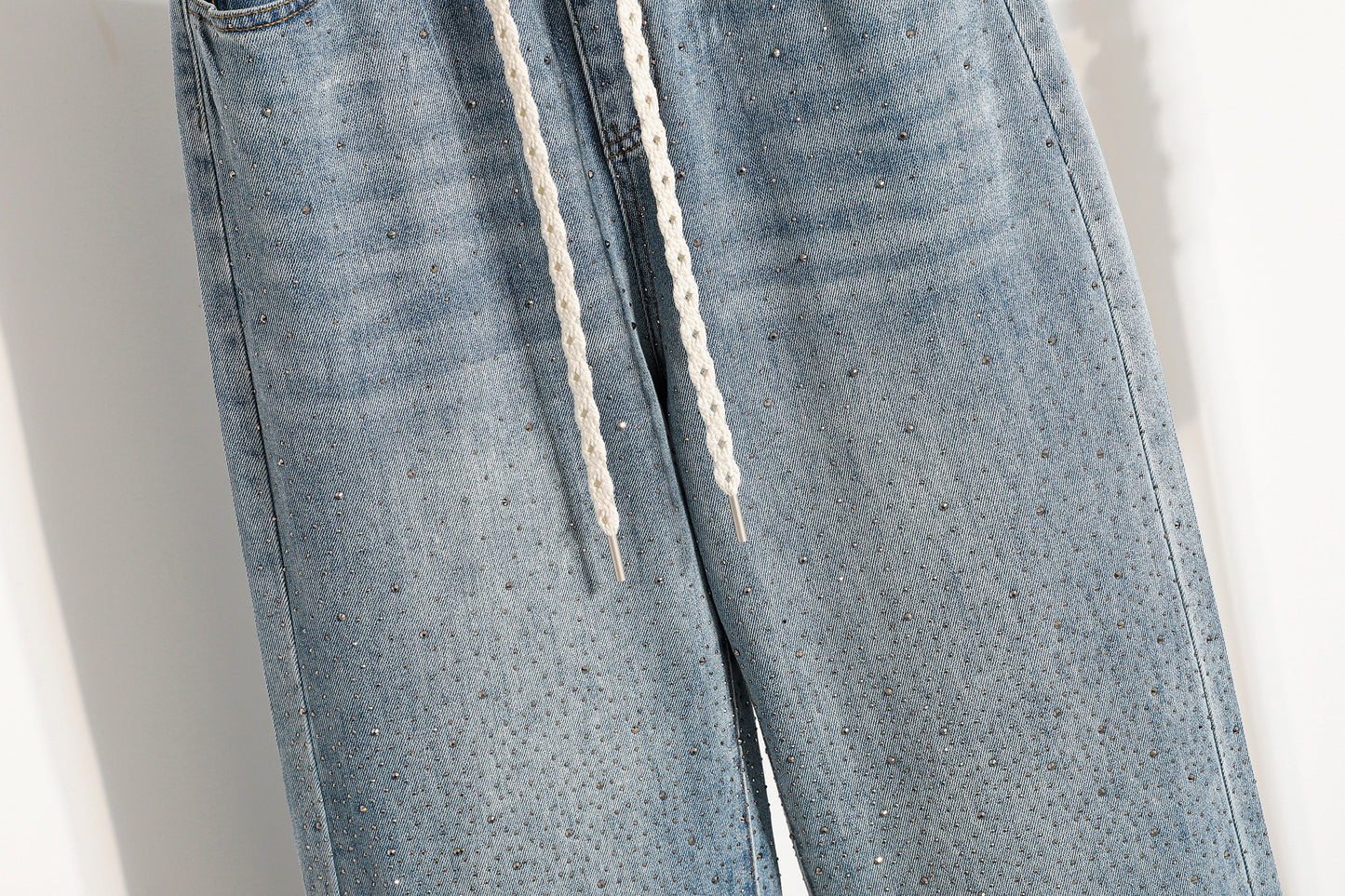 26-Women's Jeans Elastic Waist Baggy Wide Leg Denim