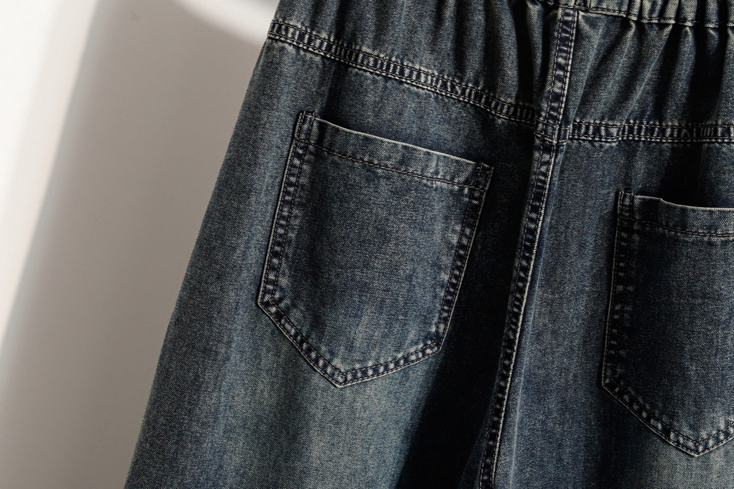 26-Women's Baggy Jeans Elastic Waist Loose Denim Pants