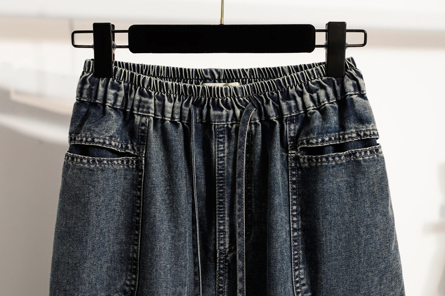 26-Women's Baggy Jeans Elastic Waist Loose Denim Pants