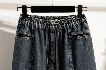 26-Women's Baggy Jeans Elastic Waist Loose Denim Pants