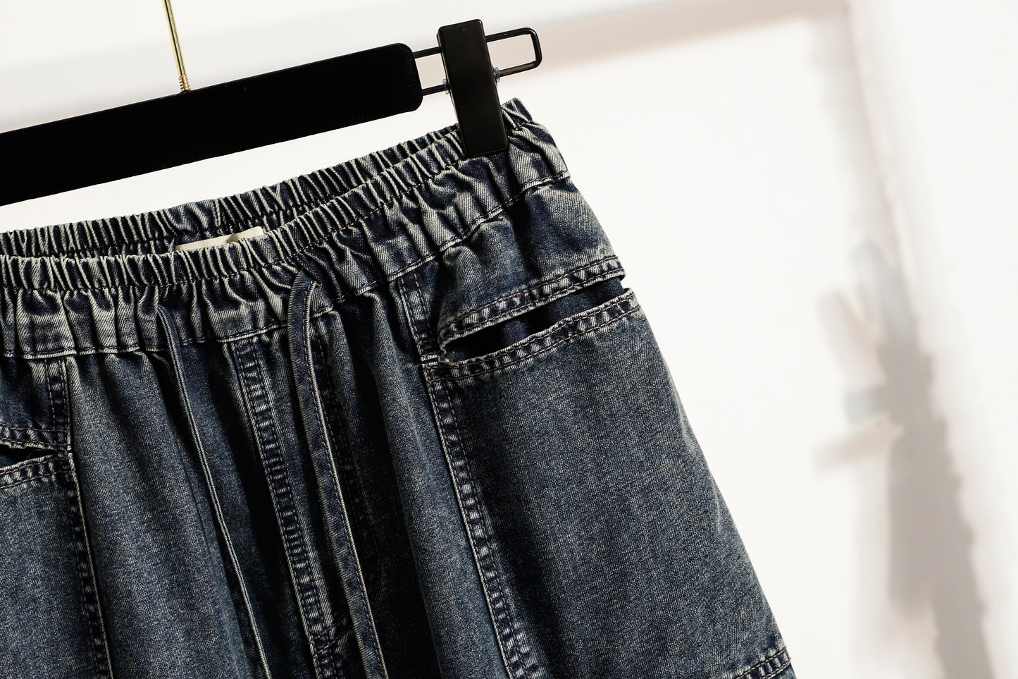 26-Women's Baggy Jeans Elastic Waist Loose Denim Pants