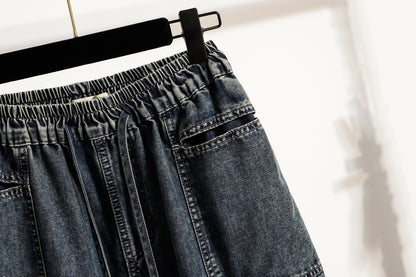 26-Women's Baggy Jeans Elastic Waist Loose Denim Pants