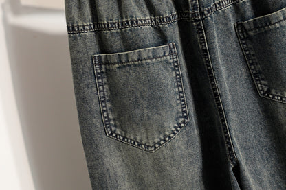 26-Women's Baggy Jeans Elastic Waist Loose Denim Pants