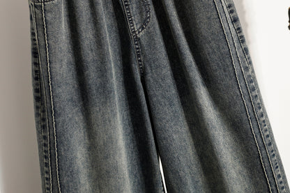 26-Women's Baggy Jeans Elastic Waist Loose Denim Pants