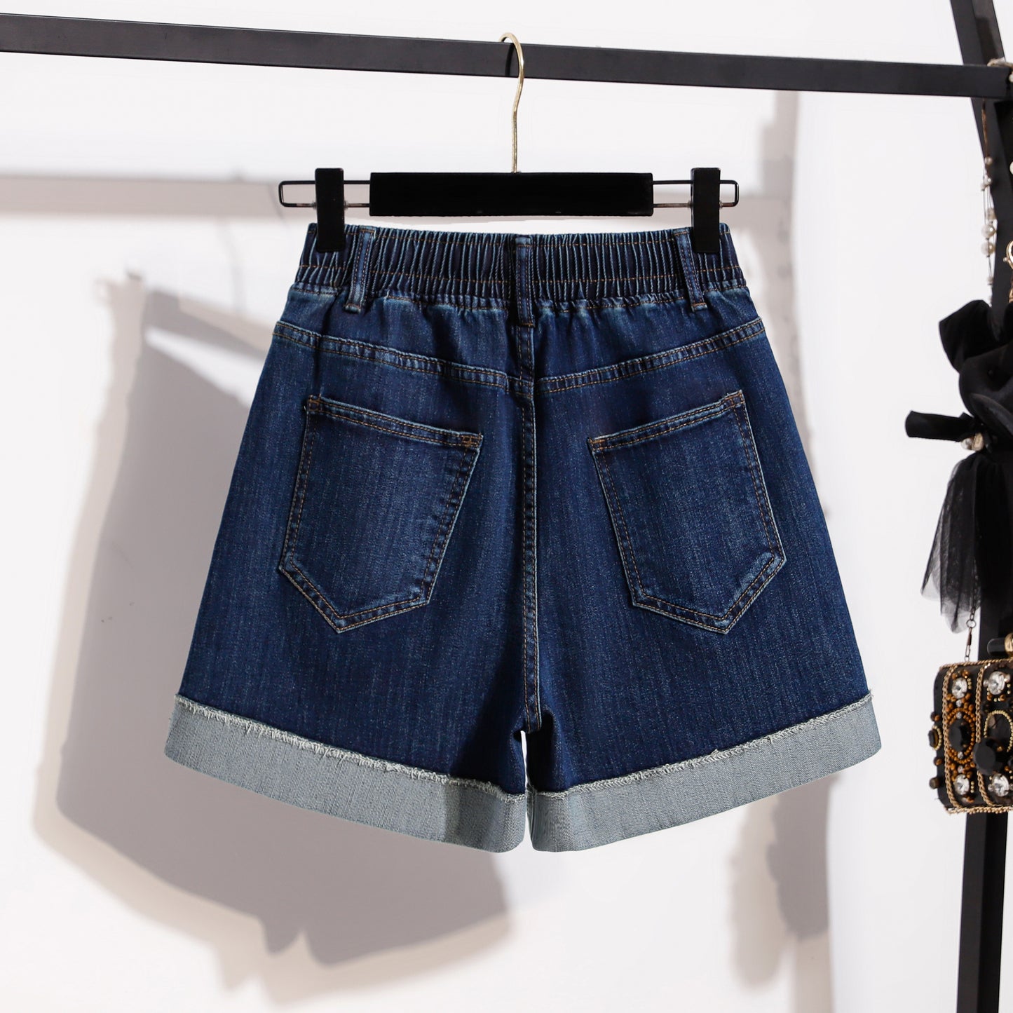 Women’s Stretch Denim Shorts with Drawstring Waist