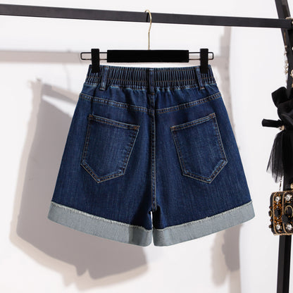 Women’s Stretch Denim Shorts with Drawstring Waist
