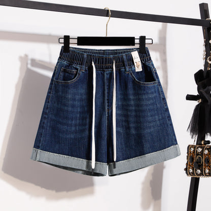 Women’s Stretch Denim Shorts with Drawstring Waist