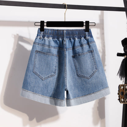 Women’s Stretch Denim Shorts with Drawstring Waist