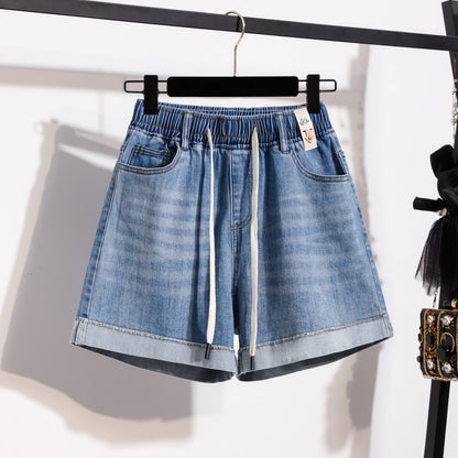 Women’s Stretch Denim Shorts with Drawstring Waist