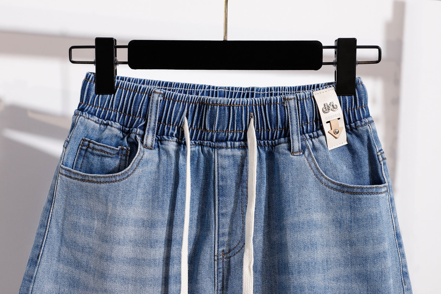 Women’s Stretch Denim Shorts with Drawstring Waist