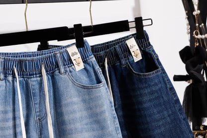 Women’s Stretch Denim Shorts with Drawstring Waist