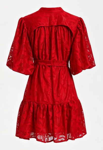 Red Romantic Summer Mini Dress - LAI MENG FIVE CATS