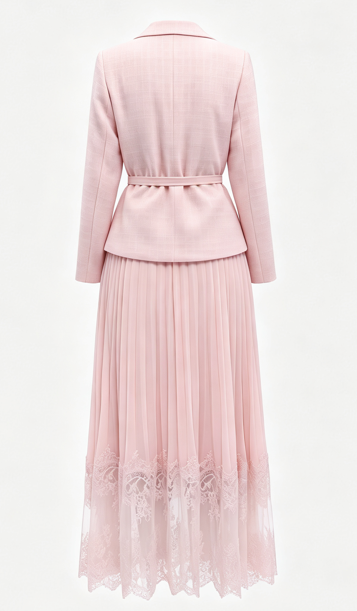 Elegant Two-Piece Pleated Skirt Suit Set for Women | Pink, Black & Beige