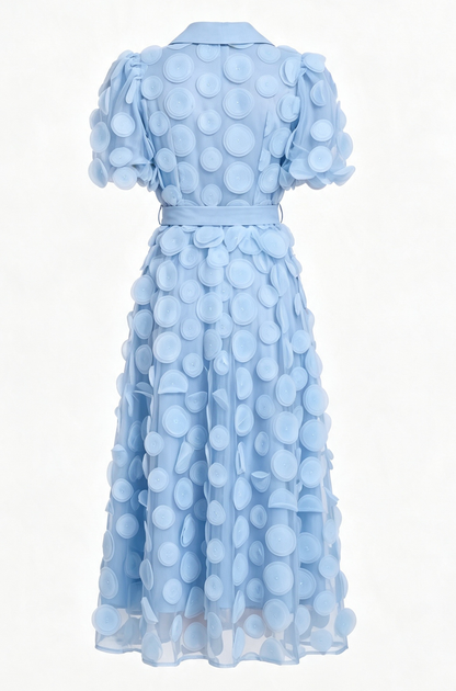 Blue 3D Floral Midi Dress - LAI MENG FIVE CATS